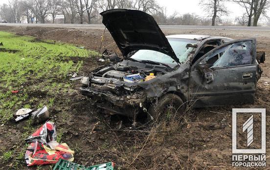На трассе под Кривым Рогом несколько раз перевернулся автомобиль, пострадали два человека