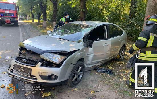 Водія затисло у власному авто: у Кривому Розі легковик влетів у бетонний стовп