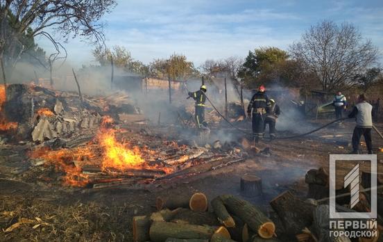 Недалеко от Кривого Рога огонь уничтожил 10 тонн сена и две хозяйственные постройки