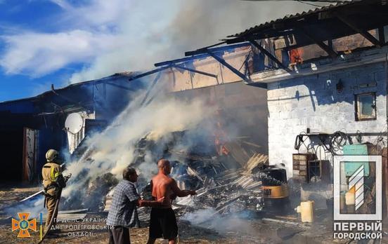 В одному з селищ поблизу Кривого Рогу вогонь зайнявся у господарчій споруді, згоріло 20 тонн сіна