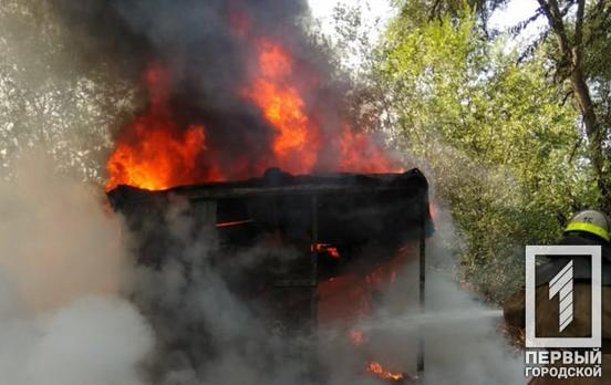В Кривом Роге выгорел заброшенный металлический гараж