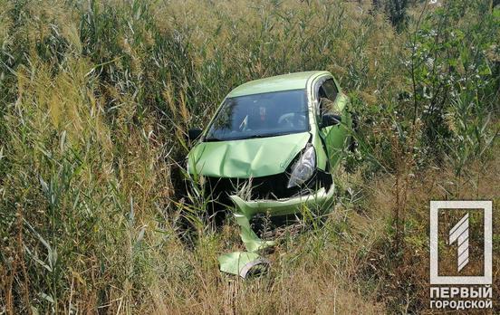 В Кривом Роге в результате аварии машина вылетела в кювет