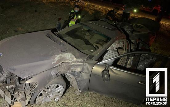 В Кривом Роге BMW врезался в дерево и снёс столб: один человек погиб на месте (18+)