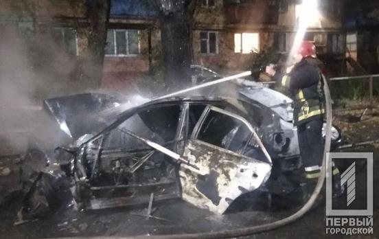 Вночі у Кривому Розі легковик врізався у дерево та загорівся: водійка загинула на місці