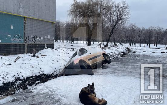 У Кривому Розі автівка Укрпошти перекинулася в яму через ожеледицю