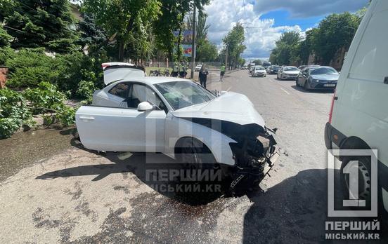 У Кривому Розі на проспекті Миру Audi влетіла в дерево: водійку забрали до лікарні