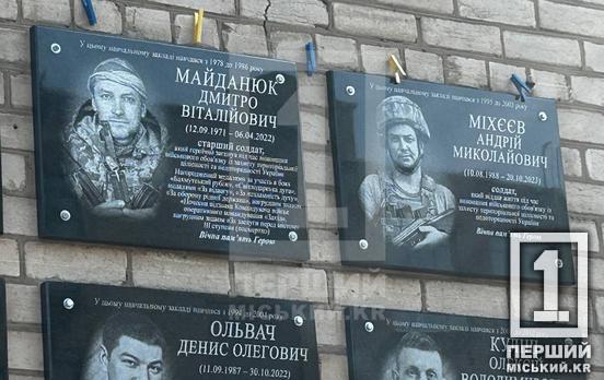 Їхні імена не підуть в небуття: у криворізькій гімназії №114 відкрили іменні меморіали Дмитру Майданюку та Андрію Міхєєву