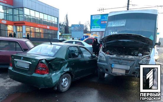 Неудачная парковка: в Кривом Роге столкнулись две лешковушки и маршрутка