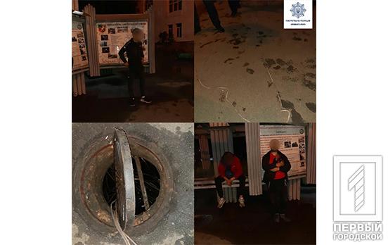 Впятером на один люк: патрульные Кривого Рога задержали расхитителей телефонных проводов