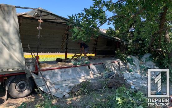 Не справился с управлением: под Кривым Рогом гружёная цементом фура съехала в кювет